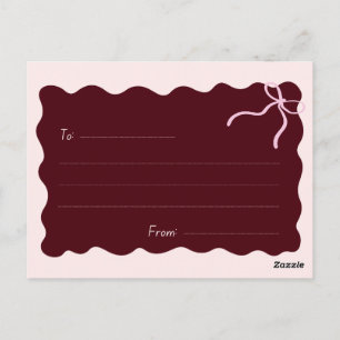 Minimalist Burgundy Bow Postcard Elegant Blank
