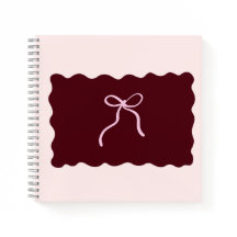 Minimalist Burgundy Bow Spiral Notebook