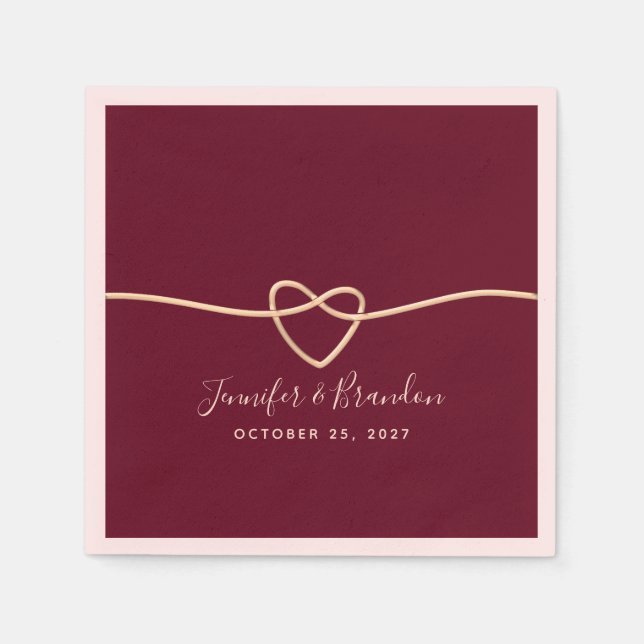 Minimalist Burgundy Calligraphy Wedding Napkins (Front)