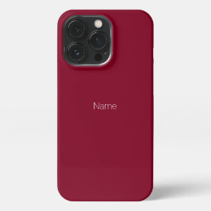 Minimalist burgundy custom name text monogram iPhone 13 pro case