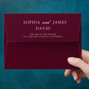 Minimalist Burgundy Elegant Wedding Envelope