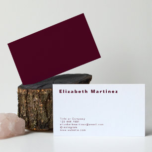 Minimalist Burgundy Front and Back Personalized Business Card