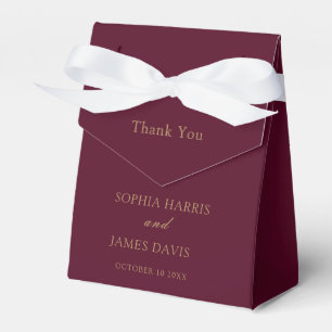 Minimalist Burgundy Gold Modern Elegant Wedding  Favor Box