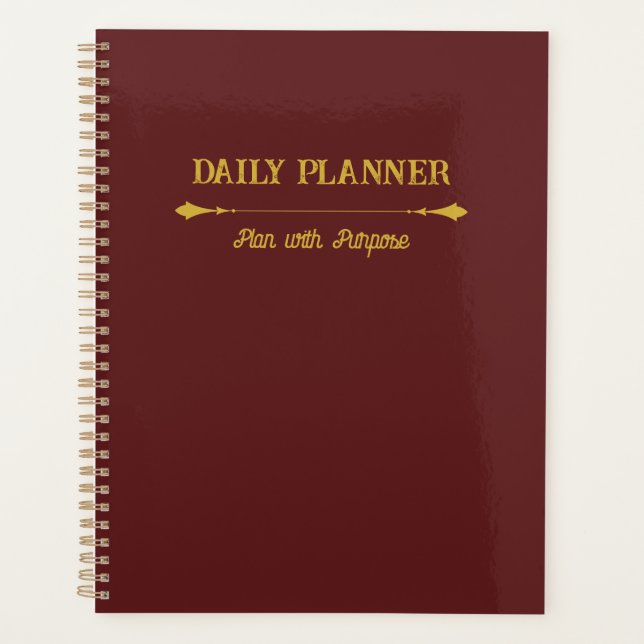 Minimalist Burgundy Gold Planner (Front)