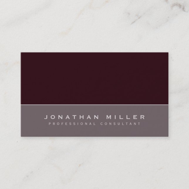 Minimalist Burgundy & Grey | Professional Business Card (Front)