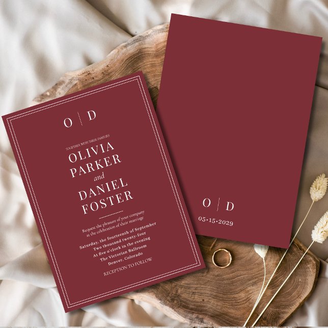Minimalist Burgundy Modern Elegant Wedding Invitation (Creator Uploaded)