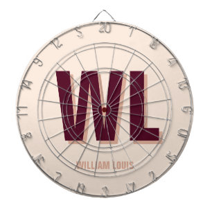 Minimalist Burgundy Pink Personalized Monogram  Dartboard