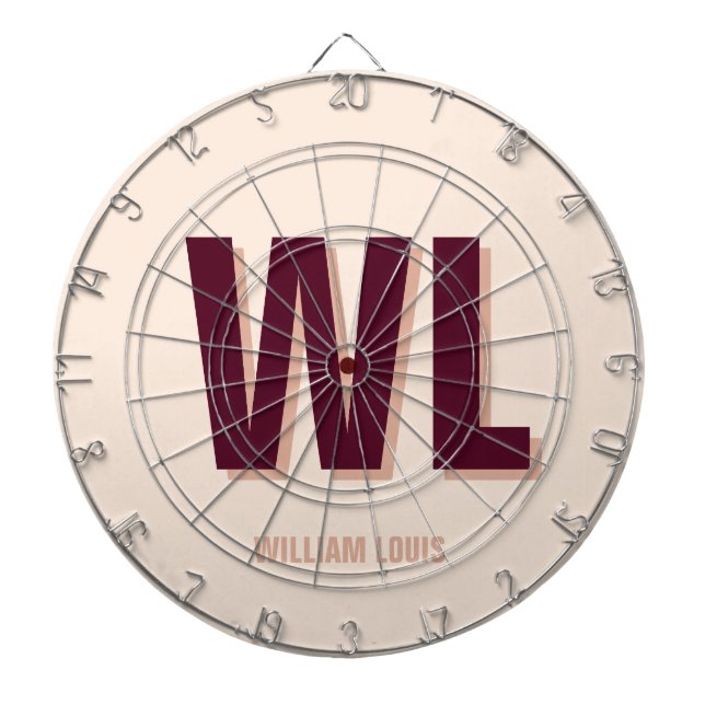 Minimalist Burgundy Pink Personalized Monogram  Dartboard (Front)