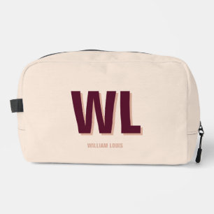 Minimalist Burgundy Pink Personalized Monogram  Dopp Kit