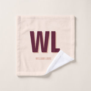 Minimalist Burgundy Pink Personalized Monogram Wash Cloth