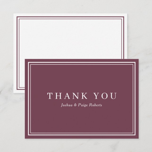 Minimalist Burgundy Red Elegant Custom Thank You (Front/Back)