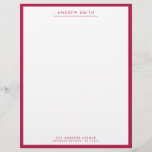 Minimalist Burgundy Red Simple Line Name Address Letterhead<br><div class="desc">Minimalist Burgundy Maroon Red Simple Line Modern Classic Name Address Letterhead</div>