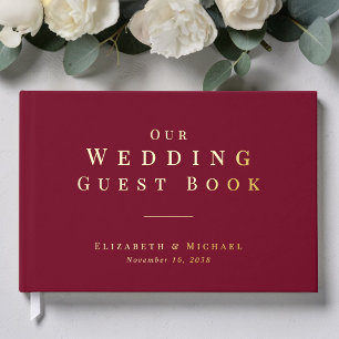 Minimalist Burgundy Wedding Guest Book
