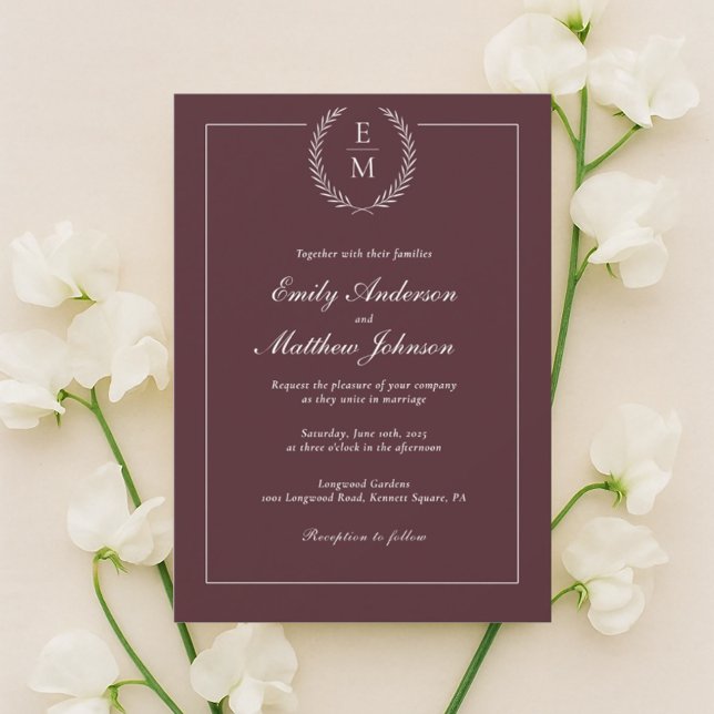 Minimalist Burgundy Wedding Invitation (Creator Uploaded)