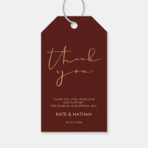 Minimalist Burgundy Wedding Thank You Favour Tags