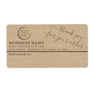 Minimalist burlap thank you business mailing label