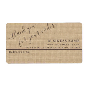 Minimalist burlap thank you business mailing label