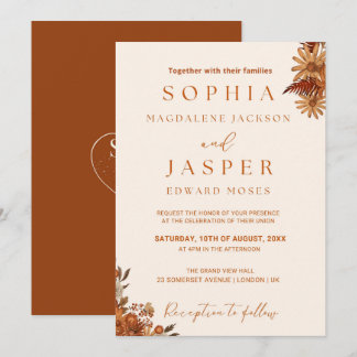 Minimalist Burnt Orange Boho Wedding Invitation