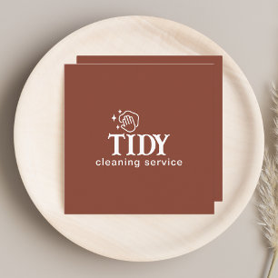 Minimalist Burnt Orange Cleaning Service Custom Square Business Card