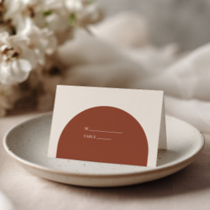 Minimalist Burnt Orange Rustic Boho Arch Wedding Place Card