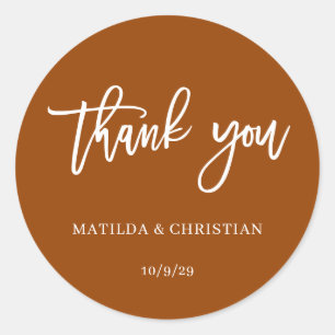 Minimalist Burnt Orange Wedding  Classic Round Sticker