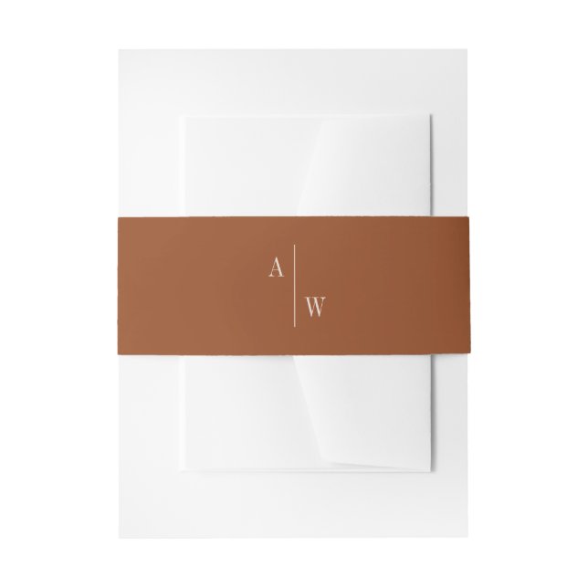 Minimalist Burnt Orange Wedding Invitation Belly Band (Front Example)