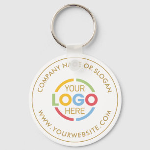 Minimalist Busines Logo Promotional White and Gold Keychain