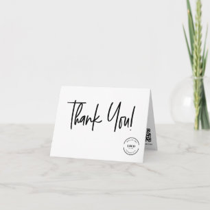 Minimalist Business Custom Logo & QR code social Thank You Card