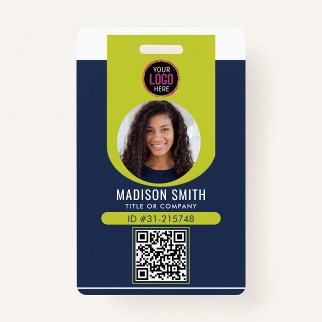  Minimalist Business Employee QR B Badge (Front)