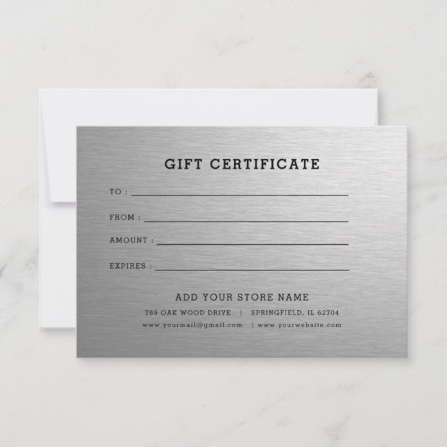 Minimalist Business Gift Certificate with Logo (Front)