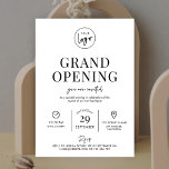 Minimalist Business Grand Opening Modern Logo Invitation<br><div class="desc">Create modern business launch event invites for your brand with this minimalist Grand Opening Invitation, featuring elegant fonts, minimal layout with space for your business logo and event details. This simple black and white company flyer is perfect to use for the launch party of your new boutique, salon or shop....</div>