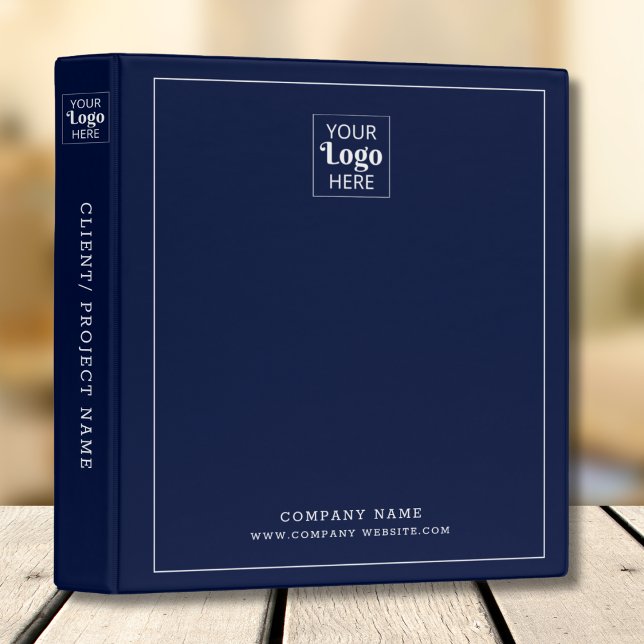 Minimalist Business Logo Company Name Navy Blue Binder (Creator Uploaded)