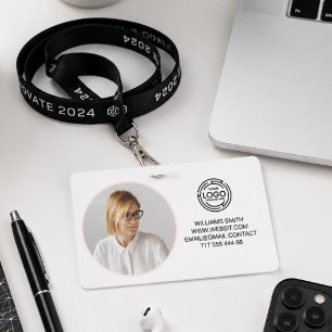 Minimalist Business Logo Photo Name Code Bar Badge