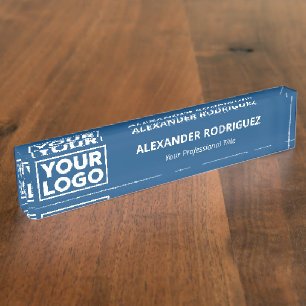 Minimalist Business Logo Professional Blue Nameplate