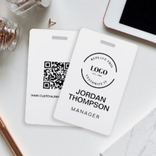 Minimalist Business Logo QR code Employee Badge