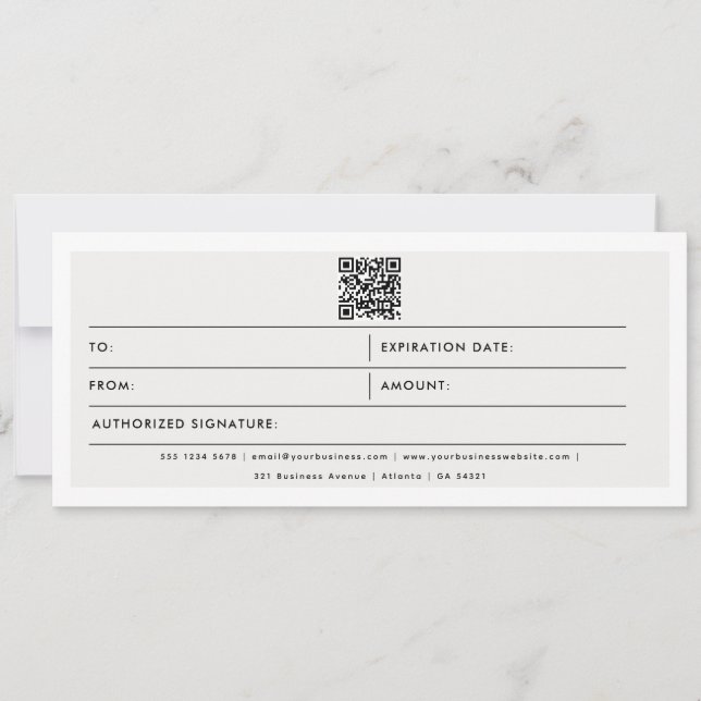 Minimalist Business Logo QR Code Gift Certificate (Front)