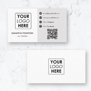Minimalist Business Logo Social Media QR Code Card
