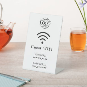 Minimalist Business Logo Wifi Password & Network Pedestal Sign