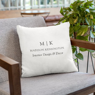 Minimalist Business Monogram or Add Your Logo Throw Pillow