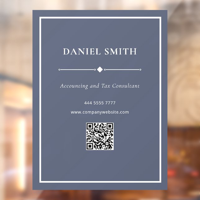 Minimalist Business Office White Dusty Blue QRcode Window Cling (Sheet 2)