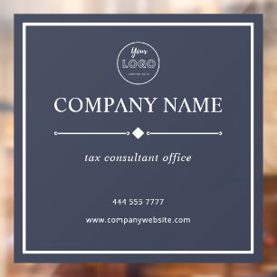 Minimalist Business Office with Logo White on Grey Window Cling