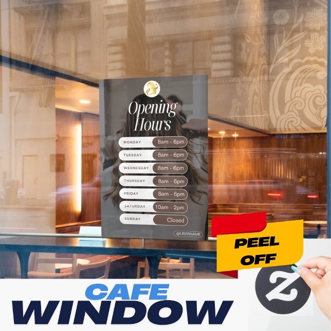 Minimalist Business Opening Hours Wall Decal Poste (Minimalist Business Opening Hours Decal/Poster - Modern Shop Window Sign)