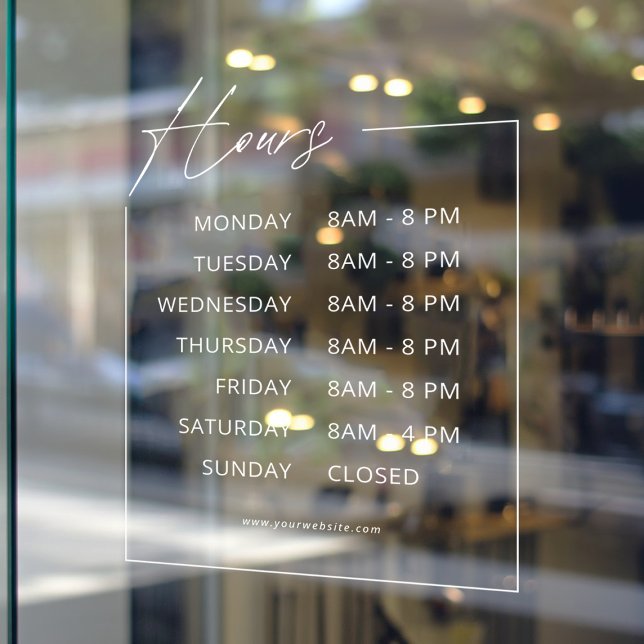 Minimalist Business Opening Hours Window Cling (Creator Uploaded)