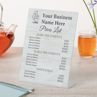 Minimalist Business price list table top signs