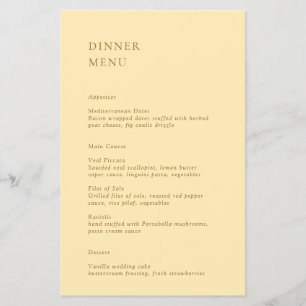 Minimalist Butter Yellow Budget Wedding Menu