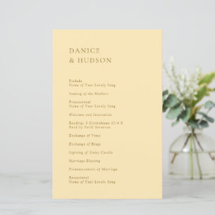 Minimalist Butter Yellow Modern Wedding Program