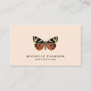 Minimalist Butterfly Elegant Pastel Peach Business Card