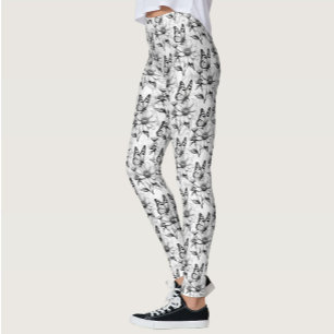 Minimalist Butterfly on Flower Pattern Design Leggings