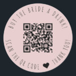 Minimalist Buy The Bride A Drink QR Code Classic Round Sticker<br><div class="desc">Modern and elegant design printed Minimalist Buy The Bride A Drink QR Code Round Sticker that can be customized with your text. Please click the "Customize it" button and use our design tool to modify this template. Check out the Graphic Art Design store for other products that match this design!...</div>