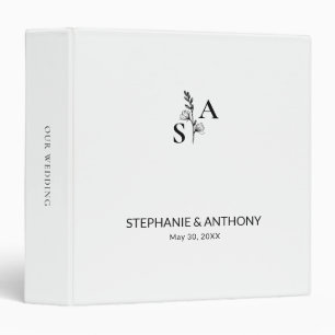 Minimalist BW Monogram Wildflower Wedding Binder